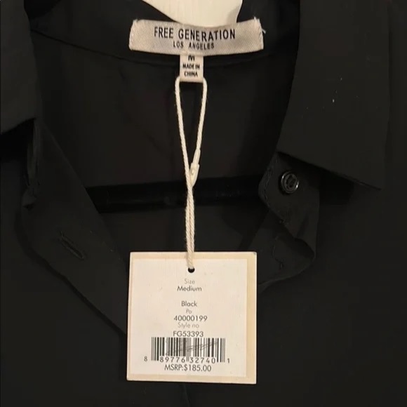 Free Generation LA Black Blouse with Puff Sleeves and Notched Collar sz M - Picture 2 of 6